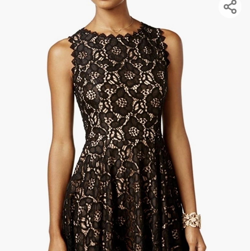 city Studios Juniors Black and Nude Lace Dress 1 XS